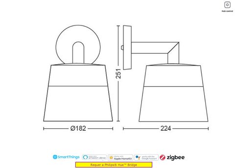Philips Hue Attract l White and Color Ambiance l LED Smart Outdoor Wall Lantern l Luminária Arandela de Parede l Cristal Autêntico | Lança um Arco Colorido l Compatível com a Alexa, Google Assistant e Apple HomeKit | Requer a Hue Bridge na internet