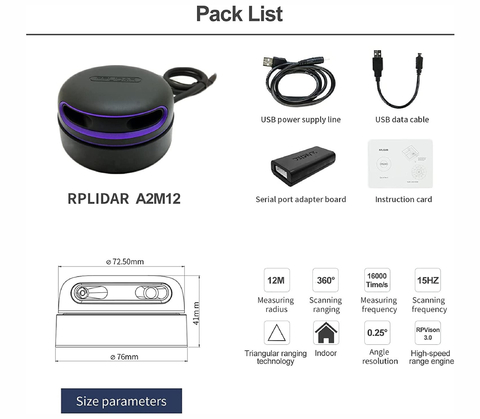Slamtec RPLIDAR A2M12 l Laser Scanner Development Kit l 12 Meters Distance Module - Loja do Jangão - InterBros