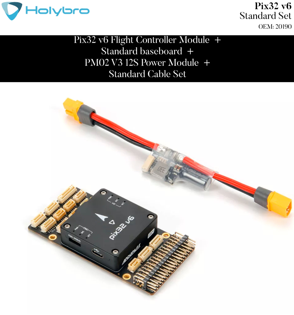 Holybro Pixhawk Pix32 v6​ l Sistema de Voo & GPS l Controlador de voo modular l UAVs & Drones l 11056 l 20190 l 20191 l 20192 l 20193 l Escolha seu Kit