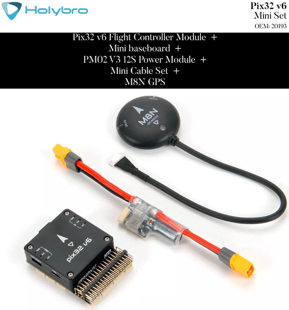 Holybro Pixhawk Pix32 v6​ l Sistema de Voo & GPS l Controlador de voo modular l UAVs & Drones l 11056 l 20190 l 20191 l 20192 l 20193 l Escolha seu Kit on internet