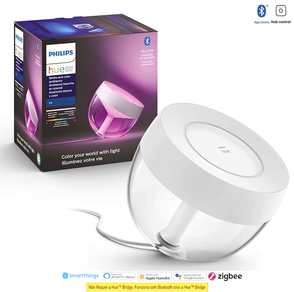 Philips Hue Iris White l White and Color Ambiance l Bluetooth Table Lamp Smart Lighting l 2ª Geração l Luminária de Mesa e Piso l Compatível com Alexa, Apple Homekit & Google Assistant | Funciona com Bluetooth e/ou com a Hue Bridge - buy online