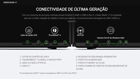 Razer 17.3" Razer Blade 17 Gaming Laptop, 16GB RAM |, 1TB 4.0 SSD , RZ09-0423QED3-R3U1 - Loja do Jangão - InterBros