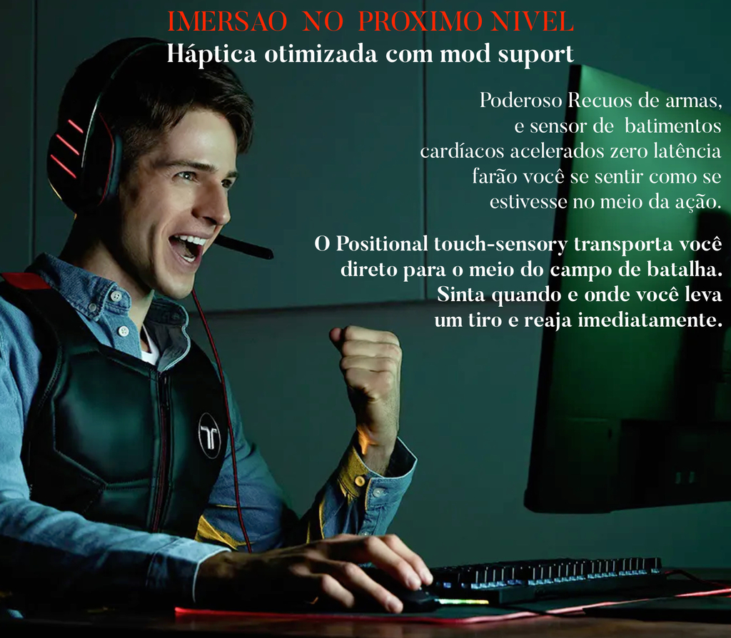 bHaptics Tactsuit l Wearable Haptic Vest , Colete Háptico , Trajes Hápticos de Corpo Inteiro , Compatível com VR PC PS4/5 XBOX - tienda online