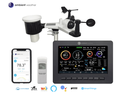 Ambient Weather WS-2000 Estação Metereológica Ultrassônica WiFi Compatível com Alexa e Google Internet Conectada