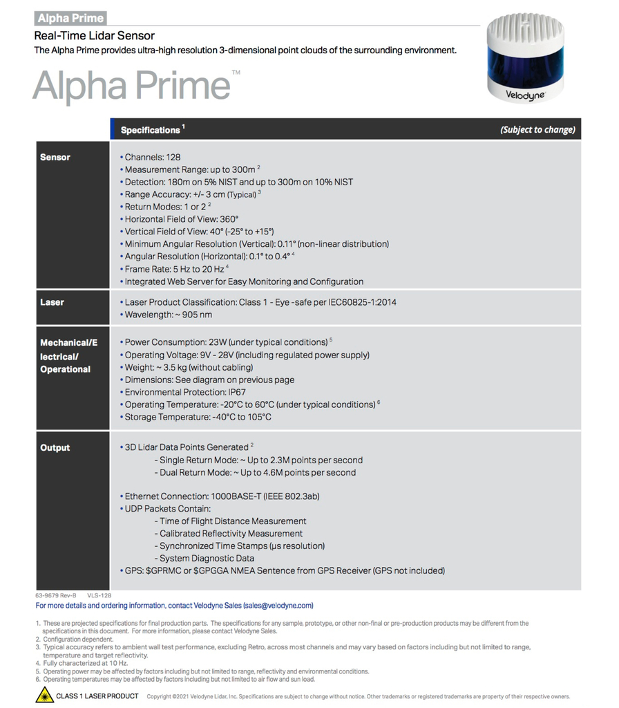 Velodyne Lidar Alpha Prime - tienda online