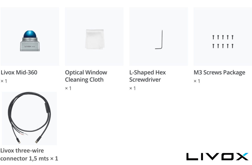 LIVOX TECH Mid-360 LiDAR + LIVOX TECH Three-Wire Aviation M12 Connector en internet