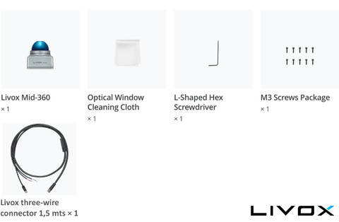 LIVOX TECH Mid-360 LiDAR + LIVOX TECH Three-Wire Aviation M12 Connector en internet