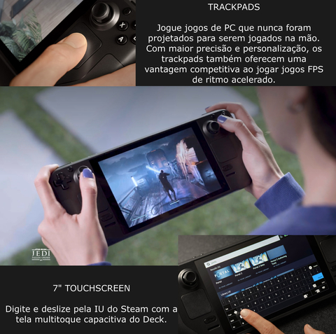 Valve Handheld Steam Deck l 256GB NVMe SSD l 7" Touchscreen l All-in-one portable PC gaming l Full-featured gaming PC l PC Gamer Portátil l Recursos completos de PC l O portátil para jogos mais poderoso e completo do mundo l O dispositivo gamer mais esperado dos últimos anos