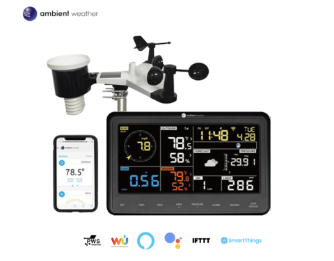 Ambient Weather Estação Metereológica Ultrassônica WiFi Compatível com Alexa e Google Internet Conectada