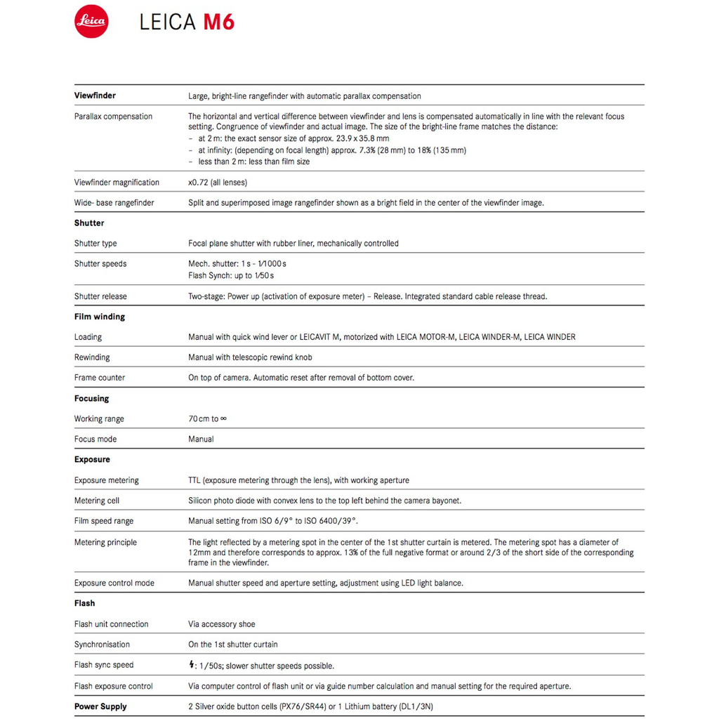 Leica M6 Analog Rangefinder Telêmetro Camera (35mm) l M bayonet l 16-135mm l A lenda retorna - tienda online