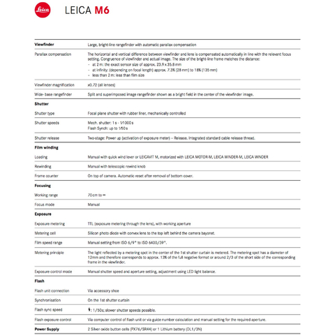 Leica M6 Analog Rangefinder Telêmetro Camera (35mm) l M bayonet l 16-135mm l A lenda retorna - tienda online