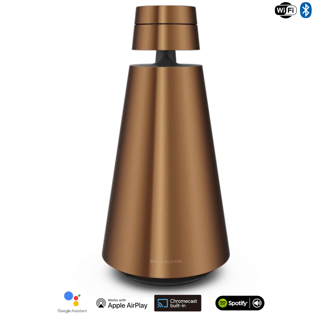 Bang & Olufsen Beosound 1 l Bronze Tone l Portable Wireless Wi-Fi & Bluetooth Speaker l Auto Falante Sem Fio Portátil 360º l Bateria de até 12 horas l Acoustic Lens Technology l WiFi & Bluetooth l Chromecast & Google Assistant Integrados l Compatível com Apple 2 & Spotify Connect l Recomendado para áreas de 10m² até 50m²