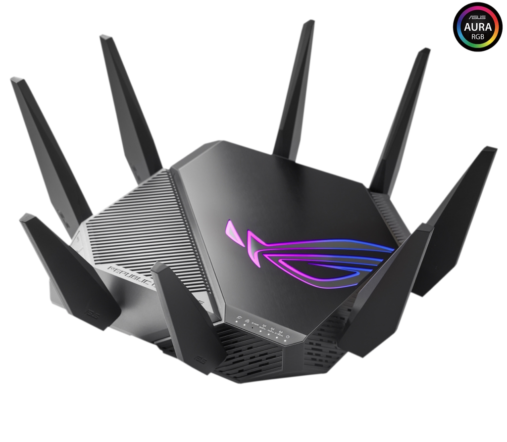 Asus Republic of Gamers Rapture GT-AXE11000 Tri-Band l WiFi 6E Gigabit Gaming l Roteador 10 Gigabit | A Primeira Banda de 6 GHz do Mundo | AURA RGB l 2 portas USB 3.2 l 4 portas LAN l 1 porta 2.5G WAN/LAN