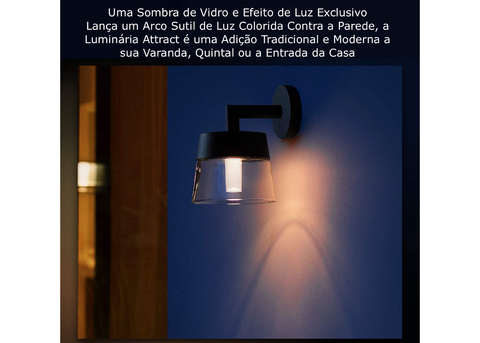 Philips Hue Attract l White and Color Ambiance l LED Smart Outdoor Wall Lantern l Luminária Arandela de Parede l Cristal Autêntico | Lança um Arco Colorido l Compatível com a Alexa, Google Assistant e Apple HomeKit | Requer a Hue Bridge - comprar online