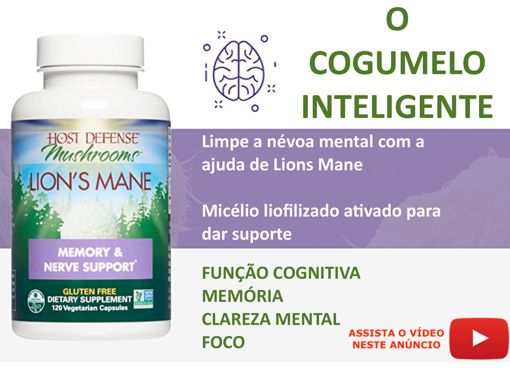 Host Defense Lion's Mane (Juba de Leão) Capsules Promove Clareza Mental, Foco e Memória Suplemento de Cogumelo 120 Cápsulas en internet