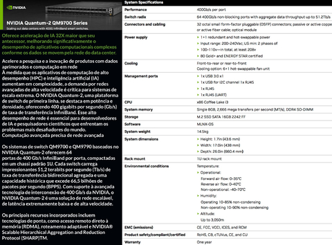 NVIDIA Quantum-2 QM9700 Switches , 400Gb/s - comprar online