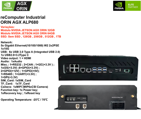 reComputer ALP680, Computador Industrial , NVIDIA Jetson Orin AGX - comprar online