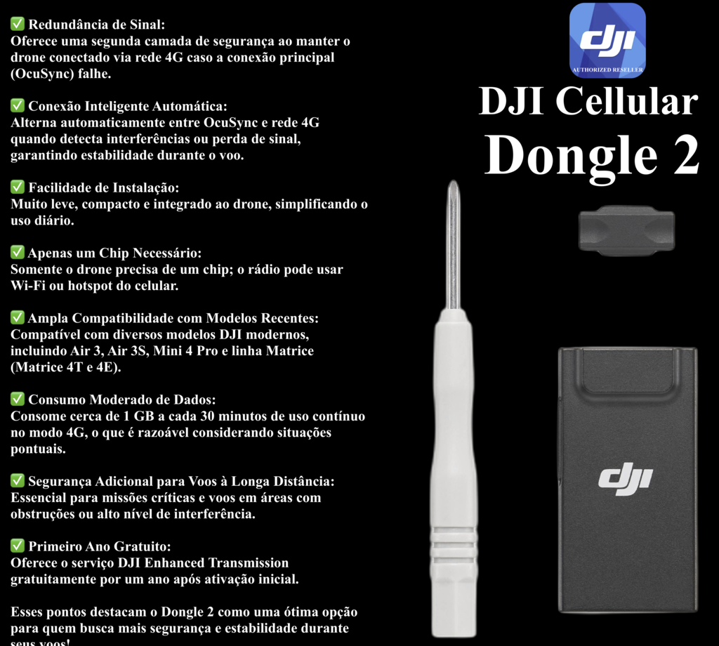 DJI Cellular Dongle 2 , DJI AIR 3 , DJI Mini 4 Pro , DJI Matrice 4T , CP.MA.00000712.03 na internet