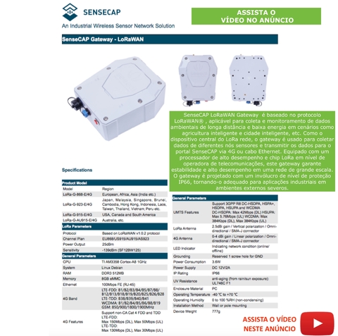 Sensecap Outdoor Gateway , Protocolo LoRaWAN , AU915 - Loja do Jangão - InterBros