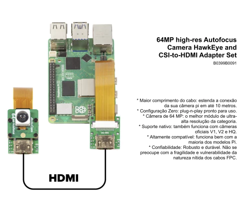 Arducam 64MP Ultra High Res Autofocus Camera HawkEye and CSI-to-HDMI Adapter Set , B0399B0091 - loja online