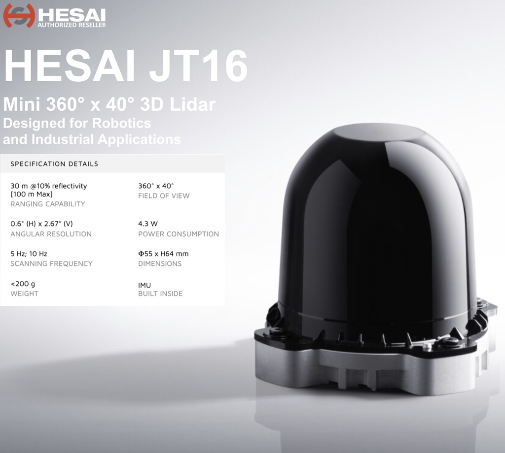 Hesai Tech LiDAR JT16 na internet