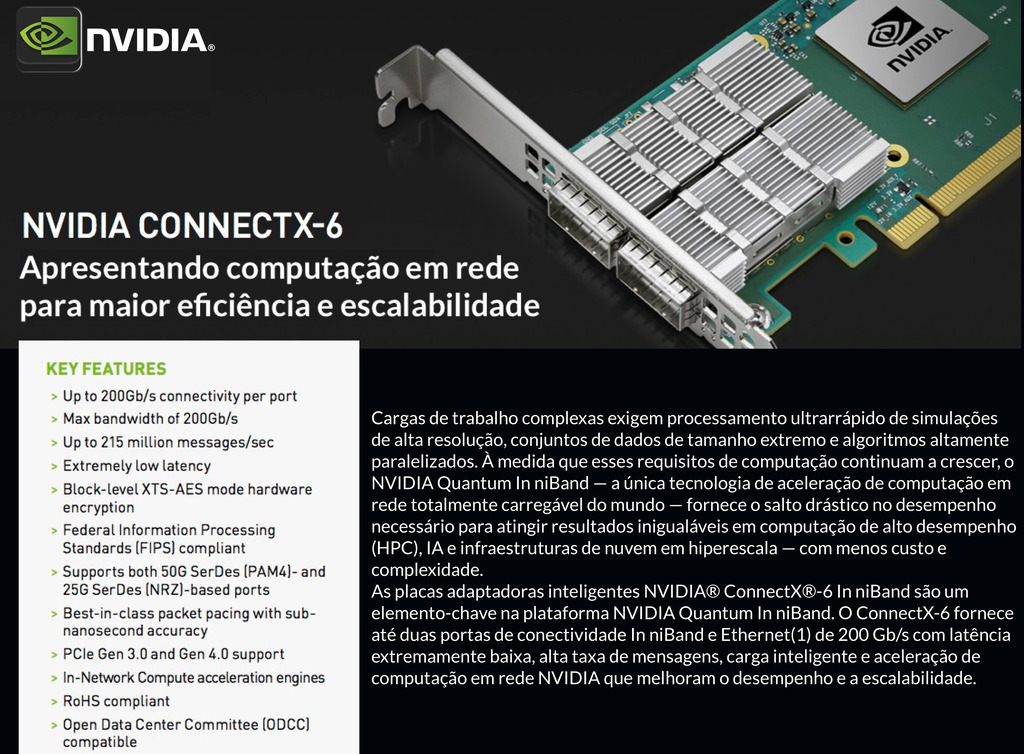 NVIDIA Mellanox ConnectX-6 VPI 200GbE Adapter Card , MCX653106A-HDAT-SP - comprar online