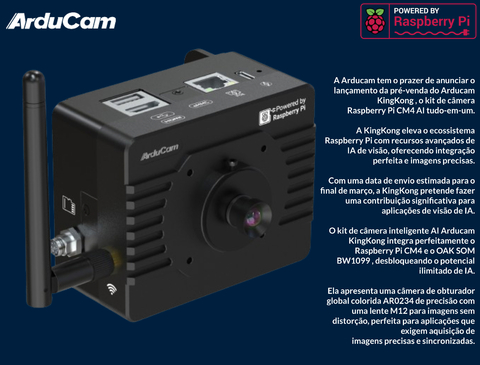 Arducam KingKong, All-in-one Raspberry Pi CM4 AI Camera Kit , B0507 - comprar online