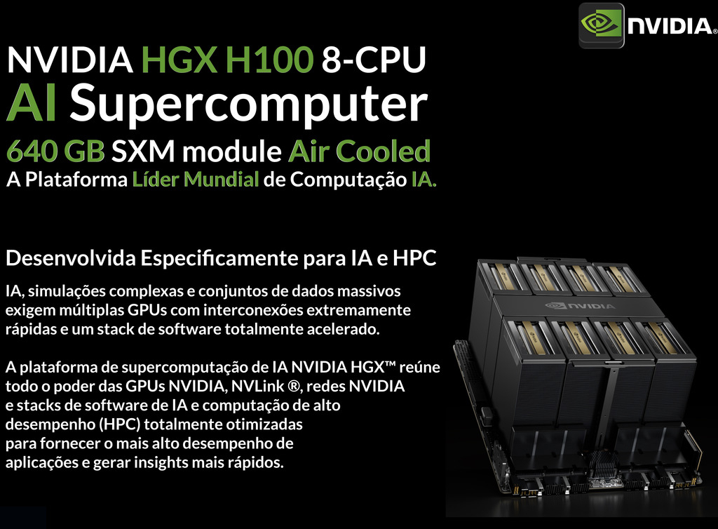 NVIDIA HGX H100 Delta-Next 640GB SXM5 Liquid Cooled Baseboard , Hopper Architecture , 935-24287-0000-000 - (cópia) - comprar online