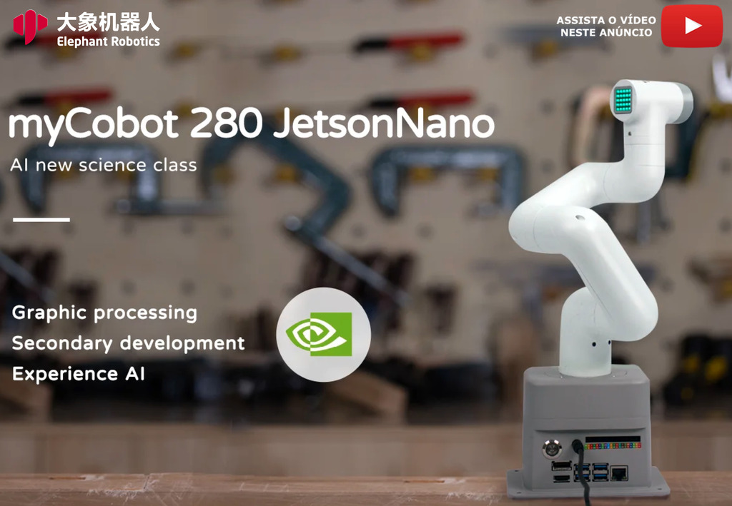 Elephant Robotics MyCobot 280 NVIDIA Jetson Nano - 6 DOF , Collaborative Robotic Arm , Educacional , Industrial , +8 anos - comprar online