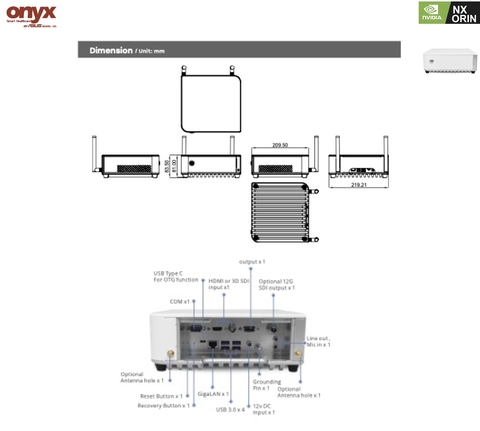 Onyx Healthcare USA ACCEL-JS800 Medical AI Edge NVIDIA Jetson Orin NX 16GB