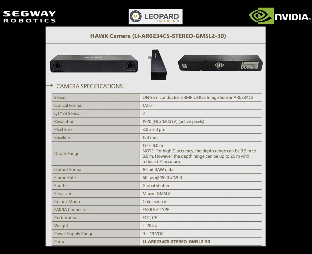Segway Robotics Nova Carter Orin Developer Kit , NVIDIA Jetson AGX Orin , Cameras HAWK , Cameras OWL fisheye