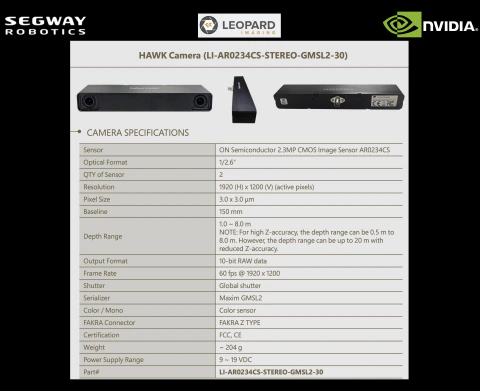 Segway Robotics Nova Carter Orin Developer Kit , NVIDIA Jetson AGX Orin , Cameras HAWK , Cameras OWL fisheye