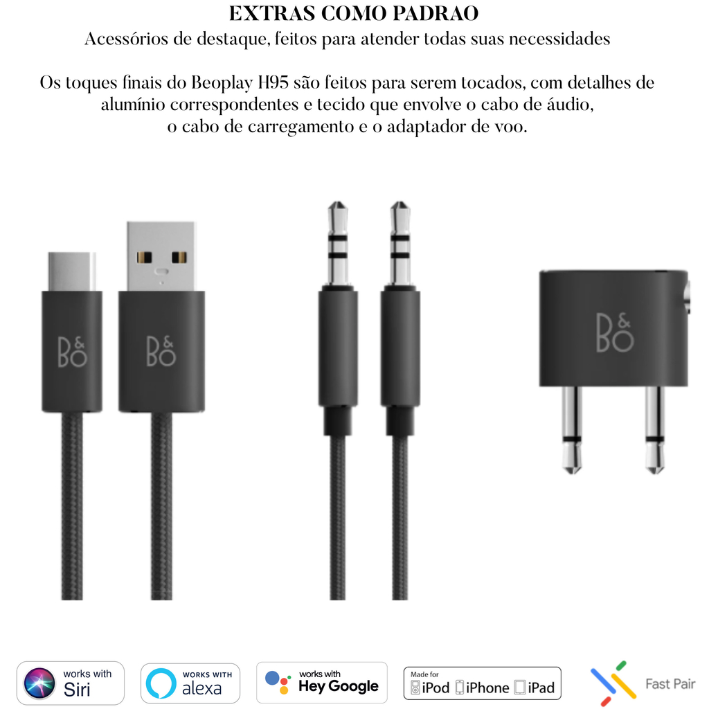 Bang & Olufsen Beoplay H95 l Nordic Ice - Limited Edition l Over-Ear Wireless Headphones l Premium Comfortable l Excepcional cancelamento de ruído ativo adaptativo (ANC) l Driver de titânio eletrodinâmico com ímãs de neodímio l O Melhor e Mais Luxuoso B&O até hoje l Estojo de transporte rígido personalizado l Até 50 horas de bateria