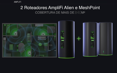 Ubiquiti Amplifi Alien Tri-Band WiFi6 Gigabit Router l Sistema WiFi6 Mesh l Tela Touchscreen l 4 portas Gigabit Ethernet l VPN integrada l Tecnologia Teleport l Sistema Mesh escalável l Ativado para Uso Doméstico ou Comercial l Cobertura de até 1.120 m² - Loja do Jangão - InterBros