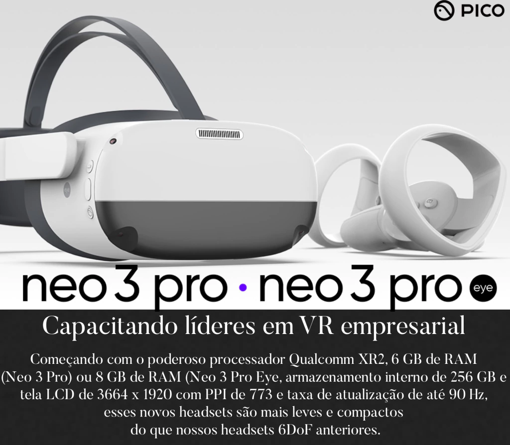 Pico Neo 3 Pro Eye Business , VR Headset All-in-one , 8GB RAM , 256GB ROM - Loja do Jangão - InterBros