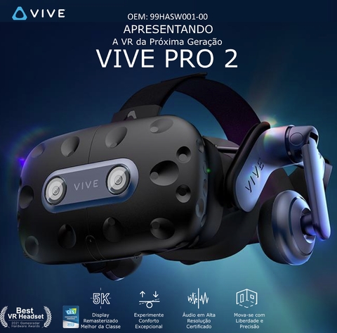 HTC VIVE Pro 2 Headset l Resolução 5K l Taxa de 120 Hz l Campo visão 120° l 99HASW001-00 - comprar online