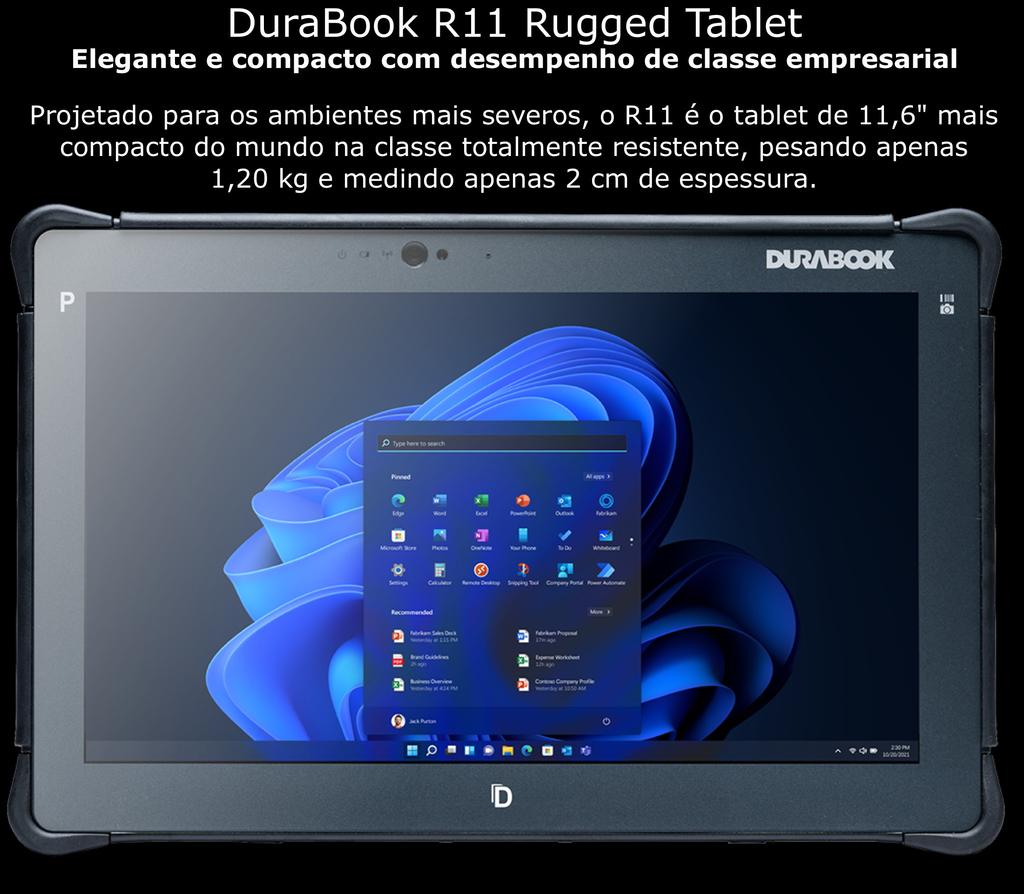 Durabook l R8 Rugged Tablet l Tablete Industrial Robusto l Elegante e Super Compacto l Formato de bolso l 8.0” (1280 x 800) LCD DynaVue® SR display com 800 nits l Personalizável l Projetado para os ambientes mais severos l Peça um orçamento on internet