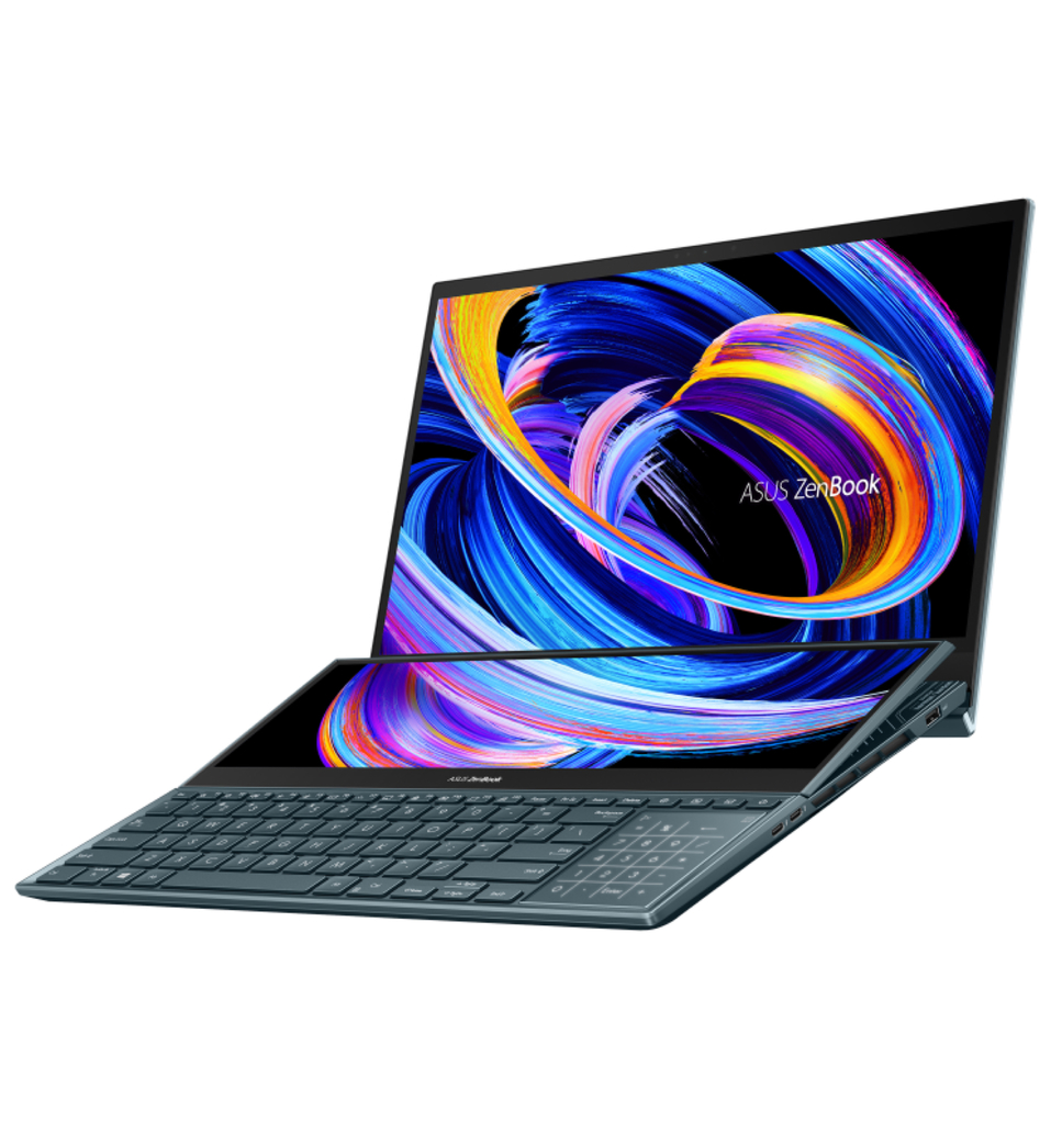 ASUS 15.6" ZenBook Pro Duo 15 Multi-Touch Notebook | Cor Celestial Blue | UX582 | 2.5 GHz Intel Core i9 8-Core 11th Gen | 32GB DDR4 RAM | 1TB SSD | 15.6" 3840 x 2160 OLED Touchscreen | 14" ScreenPad Plus IPS Touchscreen | - tienda online