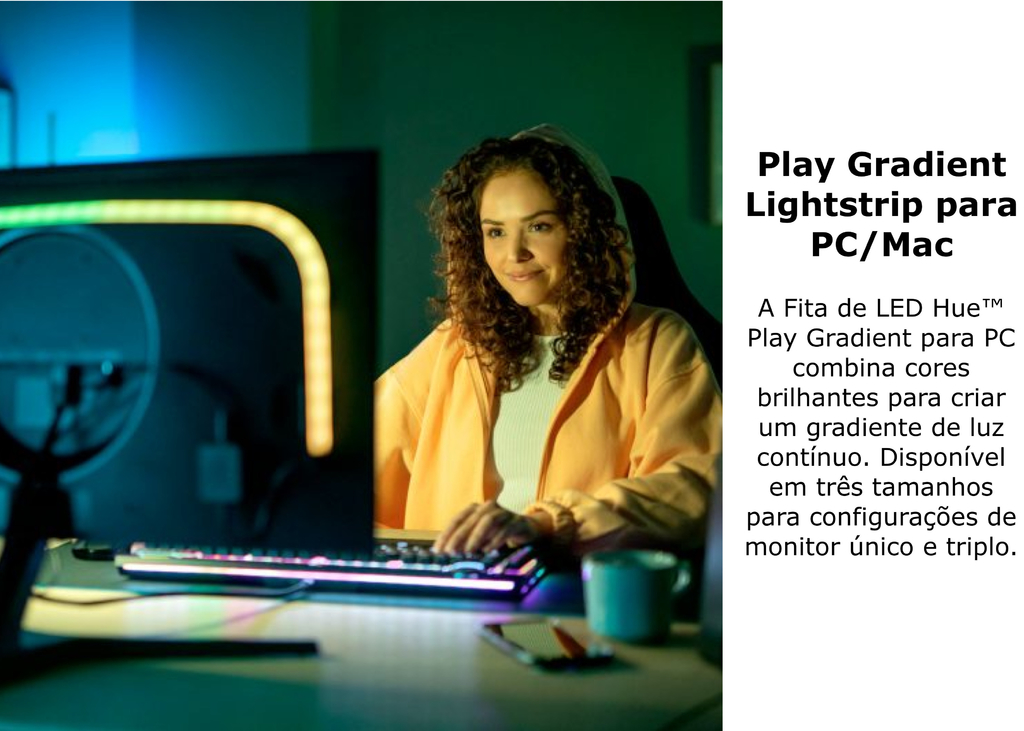 Philips Hue Play Gradient Lightstrip l Fita de LED Para Monitores PC e Mac 24" até 27" na internet