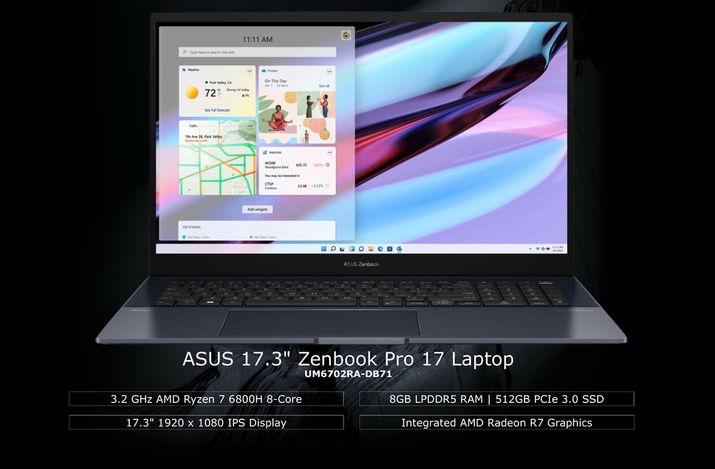 ASUS 17.3" Zenbook Pro 17 Laptop l 3.2 GHz AMD Ryzen 7 6800H 8-Core l 8GB LPDDR5 RAM | 512GB PCIe 3.0 SSD l 17.3" 1920 x 1080 IPS Pantone Validated 60 Hz Display l Integrated AMD Radeon R7 Graphics l UM6702RA-DB71 - comprar online