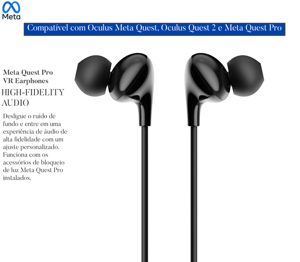 Meta Quest Pro VR Earphones l High-Fidelity Audio l VR MR Realidade Mista l Fones de Ouvido VR l Drivers duplos l Sistema de isolamento de ruído ambiente l Spatial Audio l Compatível com Meta Quest, Meta Quest 2 e Meta Quest Pro - buy online