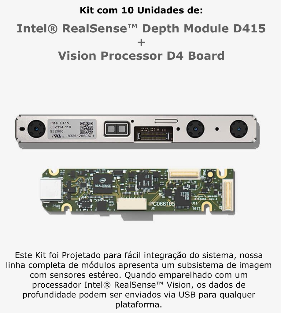 Intel RealSense Depth Module D415 + Vision Processor D4 Board Bundle Kit com 10 Unidades - comprar online