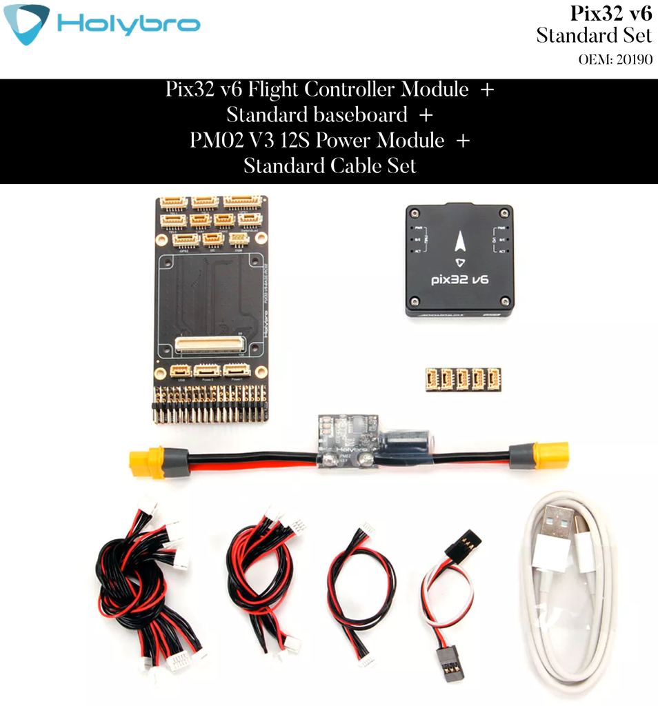 Holybro Pixhawk Pix32 v6​ l Sistema de Voo & GPS l Controlador de voo modular l UAVs & Drones l 11056 l 20190 l 20191 l 20192 l 20193 l Escolha seu Kit - buy online