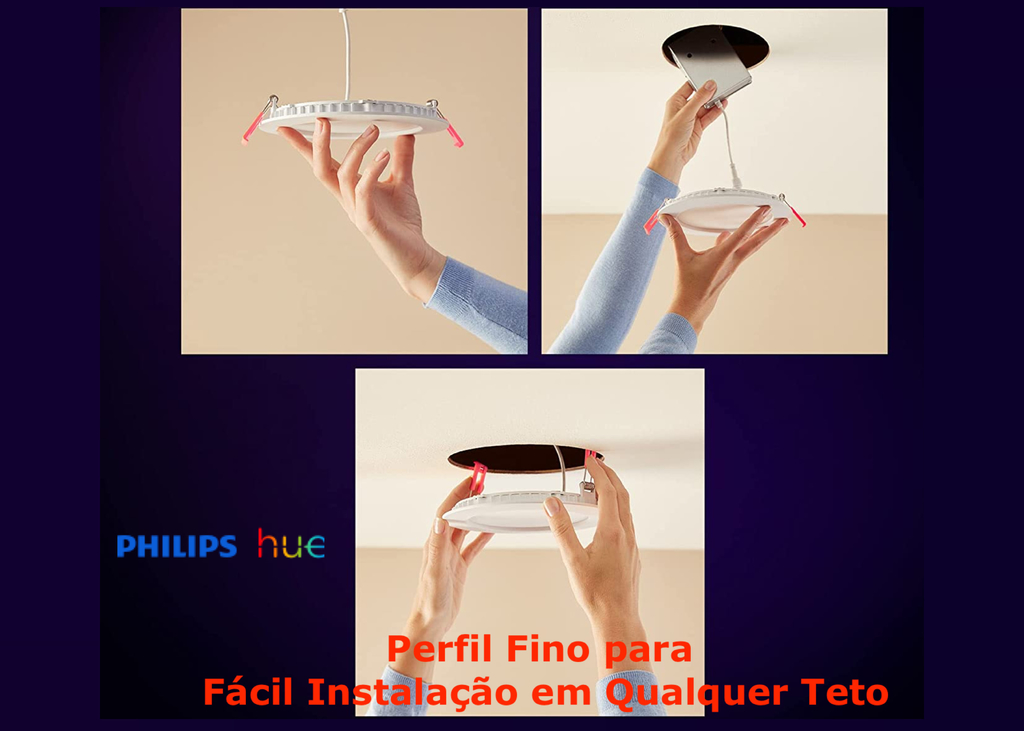 Philips Hue White and Color Ambiance Bluetooth , Slim Smart Downlight 5"/6" , ‎1200 Lumen , 3ª Geração - comprar online