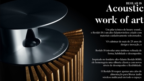 Bang & Olufsen Beolab 18 l Cor Walnut l Iconic Wireless Stereo Speakers for Home Cinema l Pillar of Luxury Sound l Adaptive Bass Linearization​ l Acoustic Lens technology l Aparências Elegantes l 320 Watts l Wi-Fi & Bluetooth l Chromecast & Google Assistant Integrados l Compatível com Apple 2 & Spotify Connect l Recomendado para áreas de 10m² até 40m² - comprar online