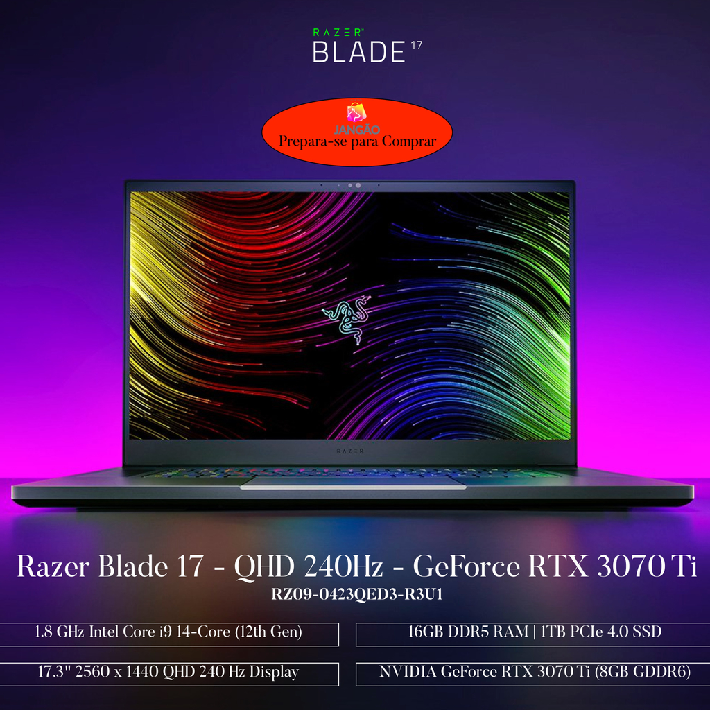 Razer 17.3" Razer Blade 17 Gaming Laptop, 16GB RAM |, 1TB 4.0 SSD , RZ09-0423QED3-R3U1 - comprar online