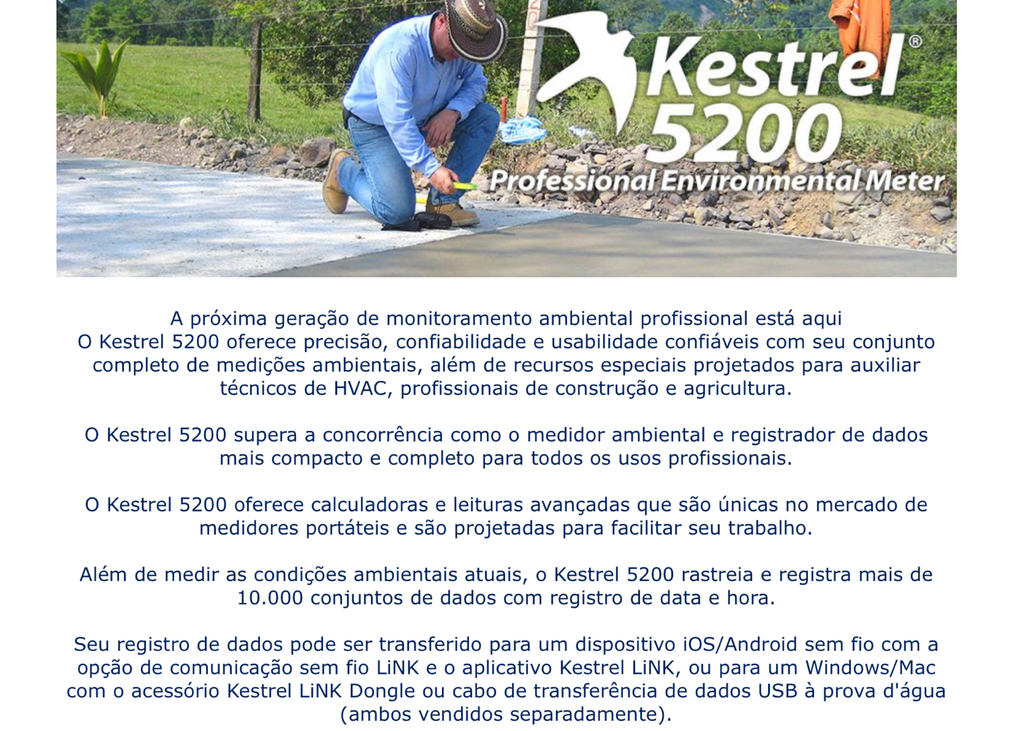 Kestrel 5200 Professional Environmental Meter Bluetooth + Drop 2 Data Logger Nova Geração - comprar online