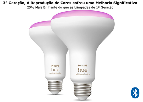 Philips Hue White and Color Ambiance BR30 65W | 3ª Geração | Bluetooth Smart Flood Light | Lâmpada Spot de Embutir | Compatível com Alexa, Apple Homekit & Google Assistant | Funciona com Bluetooth e/ou com a Hue Bridge l Kit2 na internet