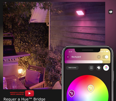 Philips Hue Discover Outdoor Floodlight l Luminária de Parede l Projetor de Segurança l Poderoso Fluxo Luminoso 2.300 lumen l LED Integrado l Compatível com a Alexa, Apple Homekit & Google Assistant | Requer Hue Bridge - comprar online