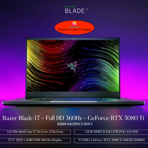 Razer 17.3" Razer Blade 17 Gaming Laptop , 32GB RAM , 1TB 4.0 SSD , RZ09-0423PEC3-R3U1 - comprar online